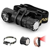 Spriak High Lumens LED Rechargeable Headlamp for Adults - Hard Hat Light Running Head Lamp Headlight with Red Light, Magnet, 180° Tilt, Detachable Flashlight & Headband, Outdoor, Emergency Use 1PC