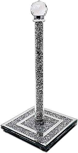 Soporte para rollo de cocina con diamantes triturados, 29 cm, cromado con diamantes y diamantes de imitación Cover