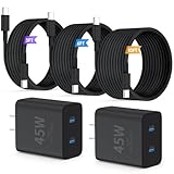 QZIIW Super Fast Samsung Charger Type C,45W Dual Port USB C Fast Charger Block [2-Pack] & Extra Long 60W 3/6/10FT USB C Cable - PD Quick Charging 3.0 for Samsung Galaxy S25 Ultra/S24+/S23 iPhone 16