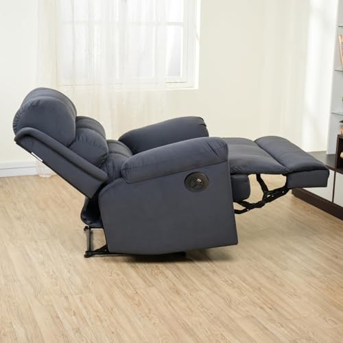 Image of Solis Royale 1 Seater Recliner Sofa Chair Suede Fabric | Hush Puffy Motorized Rocking & Revolving Recliner Lounge Sofa for Relaxing | Comfortable Cushioned | Living Room, Bedroom, Home, Office