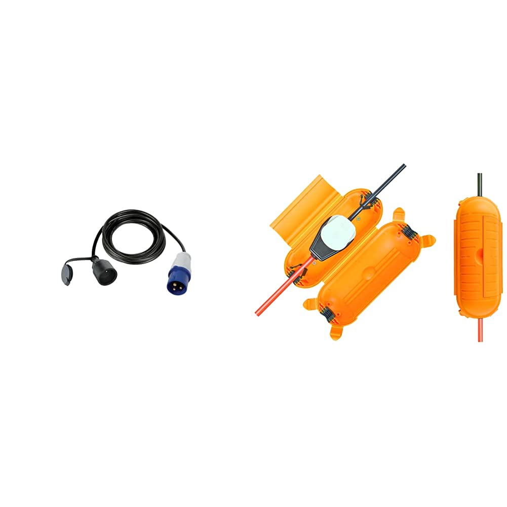 Perel ECEEC3M-3 Câble Adaptateur Mâle vers Prise Cee-3m, Multicolore & Brennenstuhl 1160440 Safe-Box BIG IP44 (boitier de protection pour câble, pour l’extérieur) Jaune