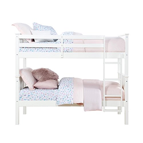 Dorel Living Dylan Kids Bunk Beds, with Guard Rail and Ladder, Wood, Twin Over Twin, White - Thumbnail 2