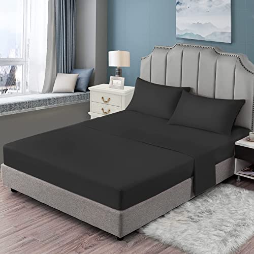 Easehome Luxury King Bed Sheets Set - Super Soft Brushed Microfiber 1800 Thread Count King Size Sheets With 21-Inch Deep Pocket - Breathable Wrinkle And Hypoallergenic-4 Piece(King,Black) #TOP7