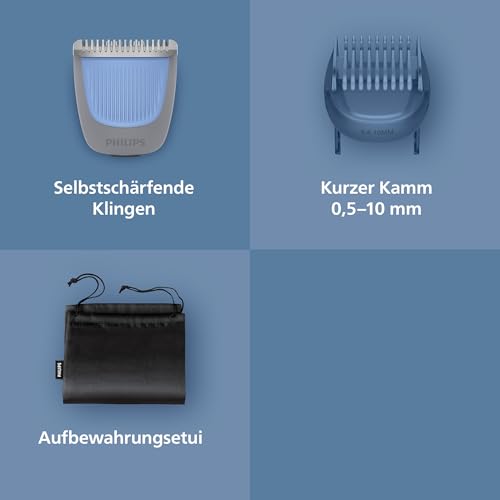 Philips Bartschneider 3000er-Serie – selbstschärfende Klingen mit abgerundeten Spitzen, 20 Längeneinstellungen, Lift&Trim-Kamm, 100% wasserdicht, Akkuanzeige, USB-Ladegerät, Modell BT3619/15 4