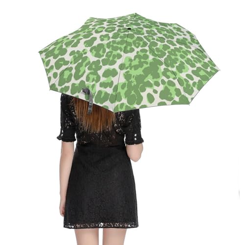 Parapluie pour pluie résistant au vent compact imprimé léopard