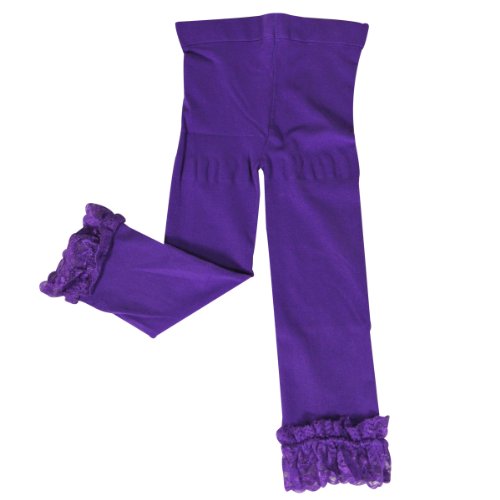 Wrapables Toddler Stretch Leggings with Lace Trim, Set of 3 (Purple, Watermelon, Lime Green)2