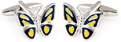 Jewelry Mountain Butterfly Cufflinks - Blue Yellow