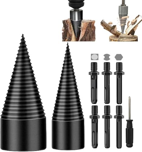 Shirem Easysplit Drill Bit, Sherem Easysplit Drill Bit 32mm/45mm, Easy Split Drill Bit Wood Splitter, Wood Splitter Drill Bits, Removable Firewood Drill Bit Wood Splitter (32mm+45mm)