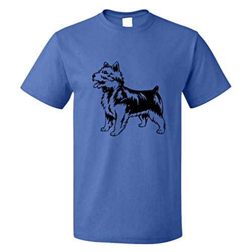 Custom Funny Graphic T Shirts for Men Australian Terrier Black Cotton Top Royal Blue Design Only 3X Large