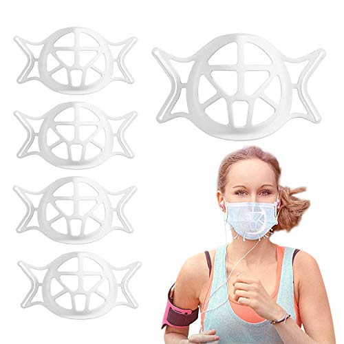 5 PCS 3D Inner Support Mask Bracket Cool Lipstick Protector Stand Nose Protection Lipstick,Reusable&Washable (white)