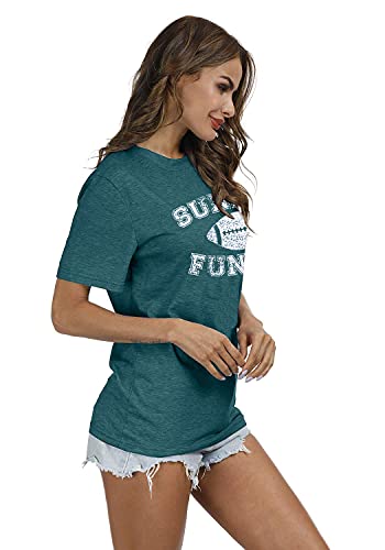 Football Shirts for Women Game Day T-Shirts Sunday Funday Tops Casual Sports Season Short Sleeve Shirt Green - Image 4
