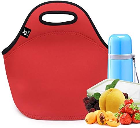 LOVAC Neoprene Lunch Bag, Thick Insulated Lunch Bag - Durable & Waterproof Lunch Tote With Zipper For Outdoor Travel Work(Red)