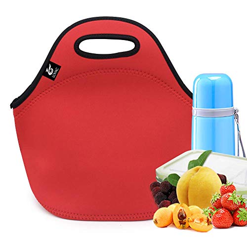 Lovac Neoprene Lunch Bag, Thick Insulated Lunch Bag - Durable & Waterproof Lunch Tote With Zipper For Outdoor Travel Work(Red) #TOP3