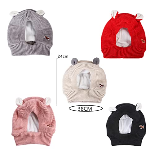 Gestrickte Hundemützen, Winter Haustier Hund Ohrenschützer Ohrenwärmer Abdeckungen Lärmschutz Hundekopf Wrap Kaninchen Kostüm Ruhige Ohren für mittelgroße Hunde Katzen (BEIGE)