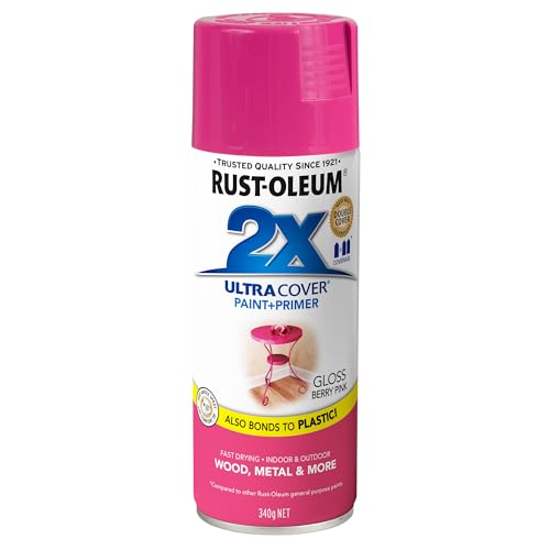 Rust-Oleum 2X Ultra Cover Gloss Spray Paint 340g – Berry Pink, Non-Toxic, Smooth Durable Finish, for Indoor & Outdoor Use, Multi-Surface Compatibility, Easy Any-Angle Application