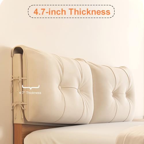 Almohada tapizada para cabecera con correas extraíbles, respaldo de pared, lavable, con bolsillo para teléfono, cojín de posicionamiento de apoyo (negro, 135 x 60 x 12 cm)