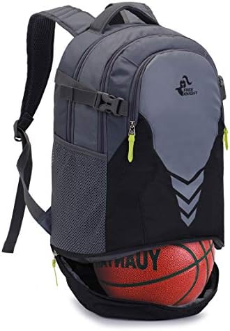 Bseash 35L Basketball Backpack with Bottom Ball Compartment, Sports Equipment Gym Bag for Youth Boys Girls Basketball Soccer