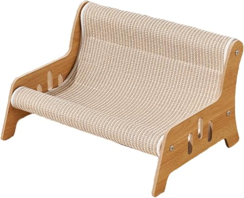Sefoemut ペットベッド 猫用 爪とぎ ラージサイズ 組み立て簡単 ストレス解消 通気性 ソファ ベッド 運動不足改善 ハンモック 最大 7.5KG 対応 サイコロン & 木製 小型/中型/大型猫・小型犬 共用 (ナチュラル,XXL 62*45*35