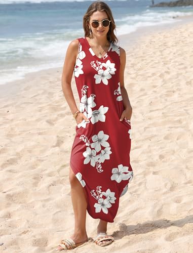 Image of Sampeel Summer Dresses Maxi Dress Vacation Beach Sundresses 2025 with Pockets