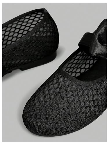 MakeMeChic Women's Mesh Flats Shoes Bowknot Mary Jane Flats Ballet Shoes4