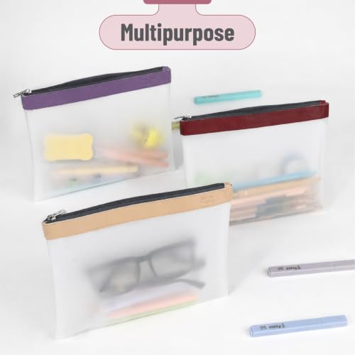 Image of Mr. Pen- Clear Pencil Pouch, 9 inch x 6.88 inch, 3 Pack, Durable TPU Material | Large Water-Resistant Pencil Bags with Smooth Zipper, Multipurpose Clear Pouch for Stationery, School, Office