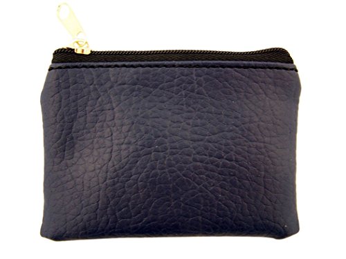 Bolsa de couro WJH com forro de tecido e fecho de zíper, 8,89 cm, Dark Blue, 1