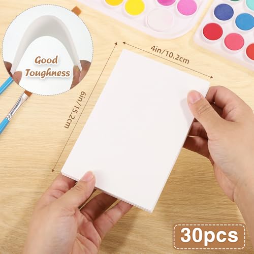 30 folhas de papel aquarela a granel, 63,5 kg/300 g/m², papel de aquarela, branco, papel de algodão