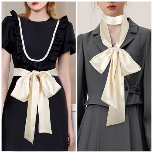 Women Extra Long Narrow Silk Like Ribbon Neck Scarf Neck Tie Choker Waist Belt2