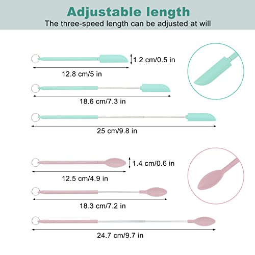 Mini Silicone Telescopic Spatula And Scooping Spoon, Silicone Spatula Set Makeup Spatula Jar Spatula Adjustable Mini Spatula For Jar, Kitchen Bottles, Cosmetics(4 Pcs) #TOP1
