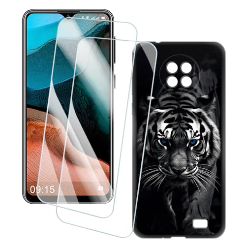 OAGELIM 2�Z�b�g �X�N���[���v���e�N�^�[ + �P�[�X Oukitel C19 Pro (6.49 �C���`) �Ƃ̌݊������� �A�[�e�B�X�e�B�b�N�J�X�^���v�����g�J�o�[�Ƌ����K���X�t�B���� �X�N���b�`�h�~ (��)
