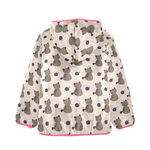 Cute Cat Toddler Fleece Jacket Baby Girls Hooded Zipper Long Sleeve Thick Warm Outerwear 3-10 Years2