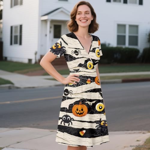 Image of Women's Summer Dresses Short Sleeve Formal Dresses with Pockets