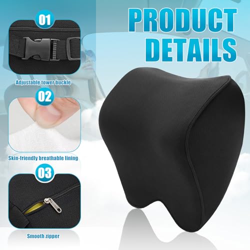 Mumjooyi Auto Nackenkissen Auto Kopfstütze Kissen Weichheit Autokopfstützenkissen mit verstellbarem Riemen Atmungsaktiver Abnehmbarer Abdeckung Neck Pillow Schwarze (A)