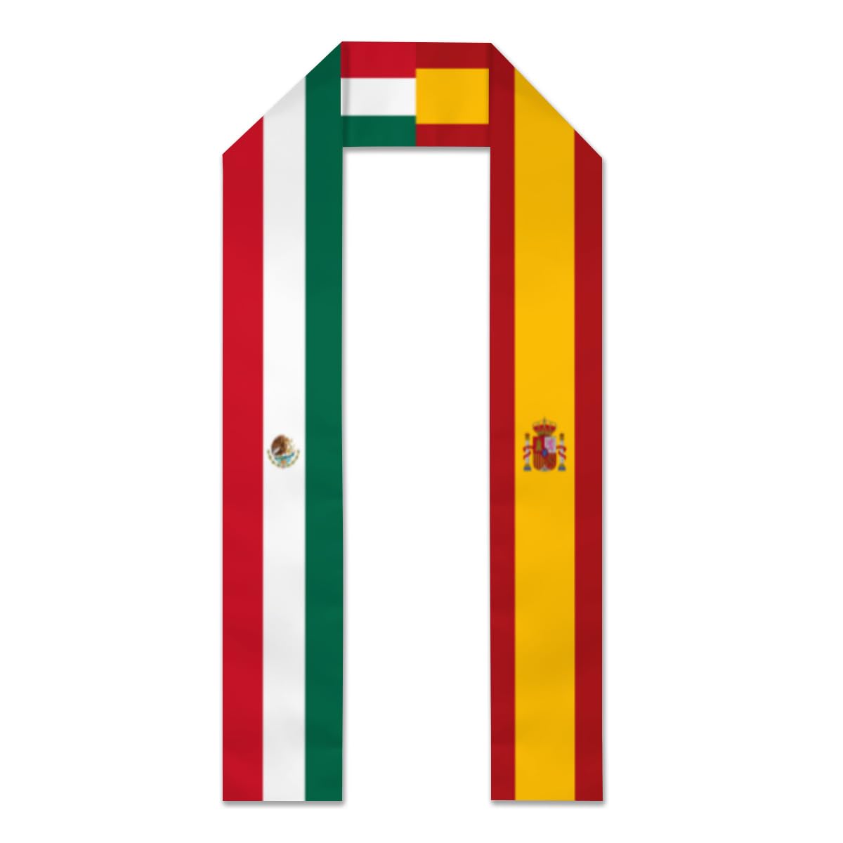 NLWQEKV Mexico Mexican Spain Spanish Flag Graduation Stole Sash Scarf Decor Graduation Shawl for Abroad Student International Study Class