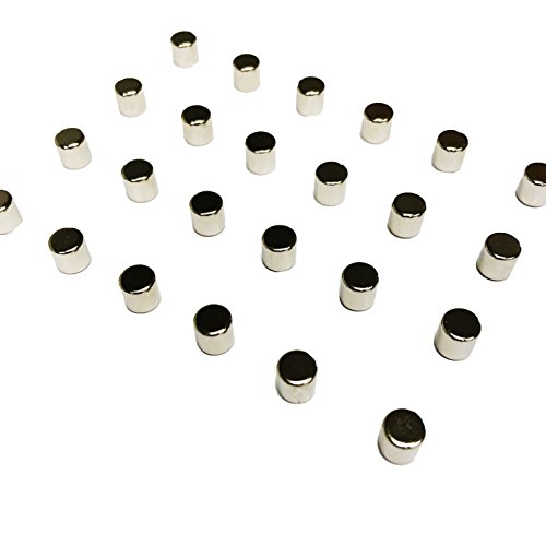 GoodHangups Round Cylinder Magnets 6.35 x 6.35 mm Pieces Diy Personalized Multi Use For Fridge Door Whiteboard Magnetic Map Magnetic Screen Door Bulletin Boards Refrigerators silver (24 Pack)