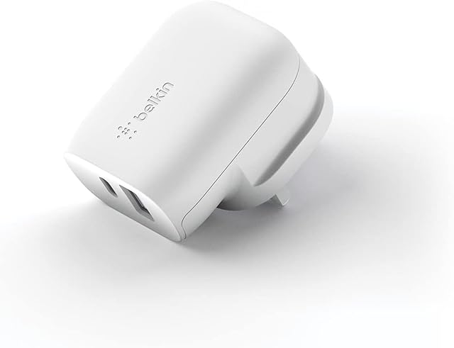 Belkin 37W USB Type C PPS PD Dual Port Wall Phone Charger, Power Delivery 25W USB C Port and 12W USB A Port for Fast Charging Galaxy S22, Ultra, Plus, Note 20, iPhone 14 Series and More