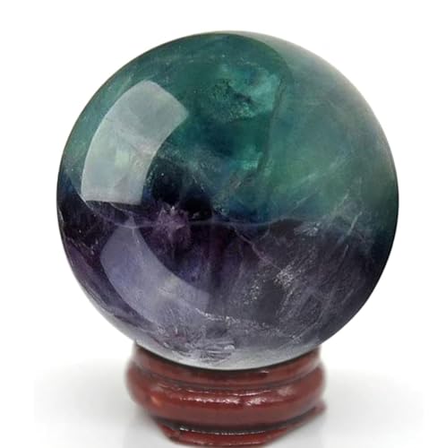 Decorative Colorful Fluorite Crystal Ball,Polished Stone Feng Shui Crystal Sphere Ornament for Home & Office Decor & Collection 