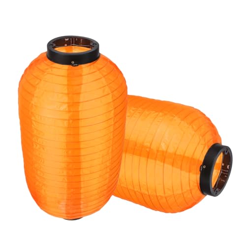 2 Piezas linterna decorativa linternas de estilo japonés linterna de entrada linternas de seda japonesas al aire lámpara colgante japonesa Paño de seda de nailon Orange