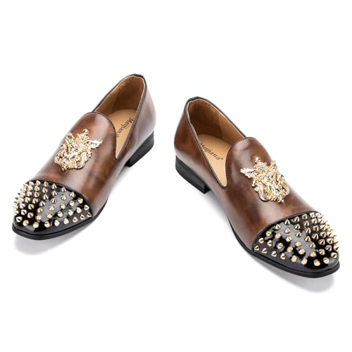 Image of Meijiana Mens Velvet Loafers Dress Shoes with Metal Embellishments Party Luxury Loafer Shoes