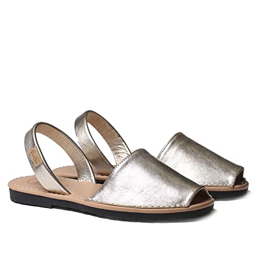 Abarca for women in leather - MAO - Platinum, 38 EU