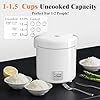 Rice Cooker Small 1-1.5 Cups Uncooked(3 Cups Cooked), Mini Rice Cooker with Removable Nonstick Pot, One Touch&Keep Warm Function, Travel Rice Cooker for Soup Grain Oatmeal Veggie, White