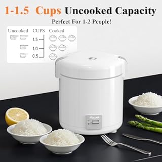 Rice Cooker Small 1-1.5 Cups Uncooked(3 Cups Cooked), Mini Rice Cooker with Removable Nonstick Pot, One Touch&Keep Warm Function, Travel Rice Cooker for Soup Grain Oatmeal Veggie, White