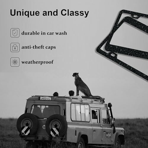 Black Leopard Print Printing License Plate Frames，Leopard Car Accessories for Women & Men,Cute License Plate Holder,Black Leopard Print Lover,Fits Standard US Vehicles Size 12.2 x 6 Inch