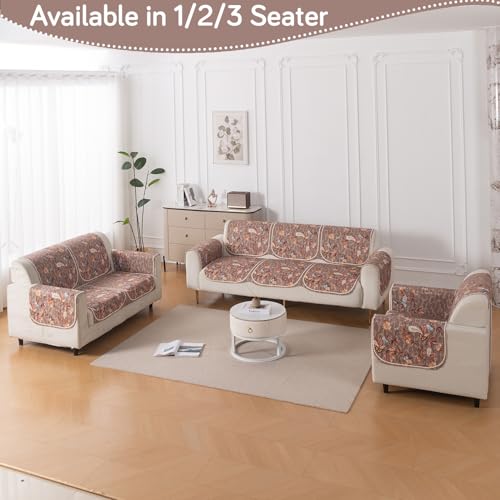 Image of HOKIPO HeavenHue Sofa Cover 1 Seater for Seat & Back, Vintage Bloom
