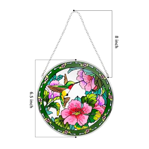Suncatcher Stained Glass,100% Stained Glass Window Hanging,Hummingbird Sun Catchers Indoor Window Decor,Suncatchers for Windows Hanging, Stained Glass suncatcher Gifts for Women、Christmas (6.5 inch)