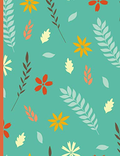 Flower Notebook: With Pretty Flowers In Light Blue with Wide Ruled Paper, 8.5 x 11 Inches and 100 Pages