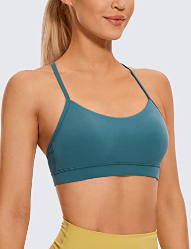 Crz Yoga Womens Butterluxe Y Back Sports Bra - Padded Racerback Low Impact Spaghetti Thin Strap Workout Yoga Bra Petrol Blue Medium #TOP1