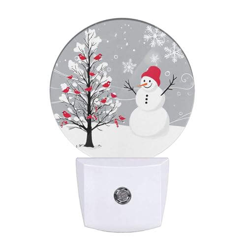 Image of Snowman Ball Night Light Red Xmas Ball Christmas Night Lights Plug into Wall for Boys Girls, Plug-in Nightlight 0.5W LED Lighting for Stairway Hallway Bedroom