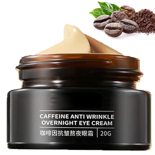 EXQST Koffein Anti-Falten Stay Up Night Augencreme in Kleiner brauner Flasche bekämpft Augenringe und Schwellungen