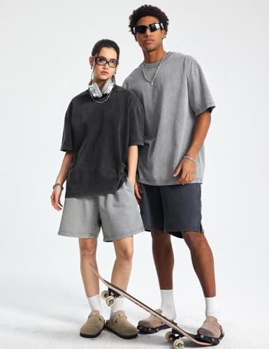 Wyeysyt 3 Pack Oversized Tshirts for Women Vintage Washed Baggy Tees Cotton Short Sleeves Acid Shirts Unisex Tops - Image 5